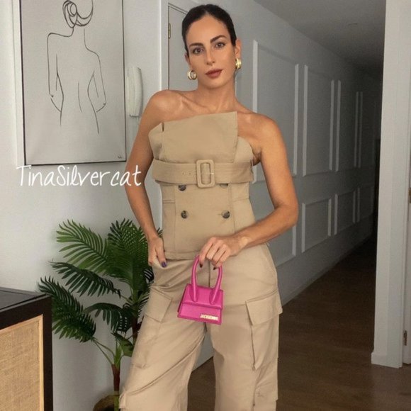BLOGGER'S FAVE! Zara Belted Gabardine Bustier NWT - Picture 11 of 17